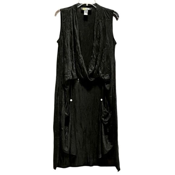 Pure Essence Pullover Sleeveless Sheer Duster Vest in Dark Black Women’s M - Picture 1 of 4